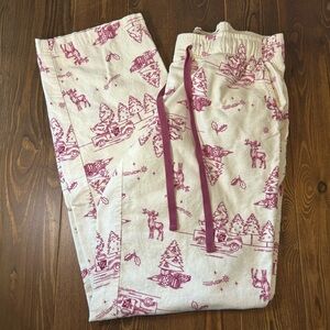 Blue Mountain Pink Toile Christmas Pajama Pants